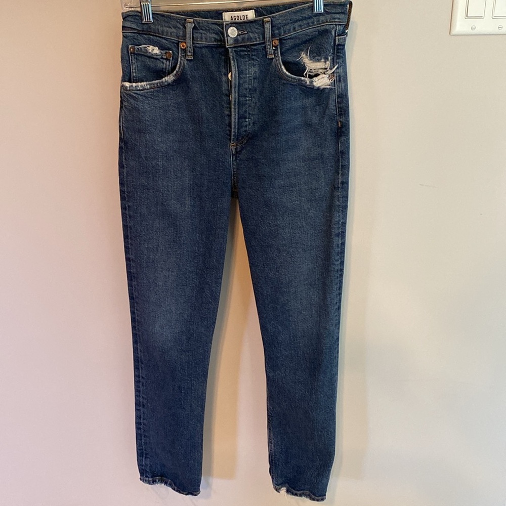 AGOLDE Riley High Rise Button Fly Distressed Jeans - Picture 3 of 13